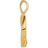 14K Yellow Gold Polished Slide Pendant for Omega Chains - Fits 2mm Regular & 5mm Fancy Omega by 0