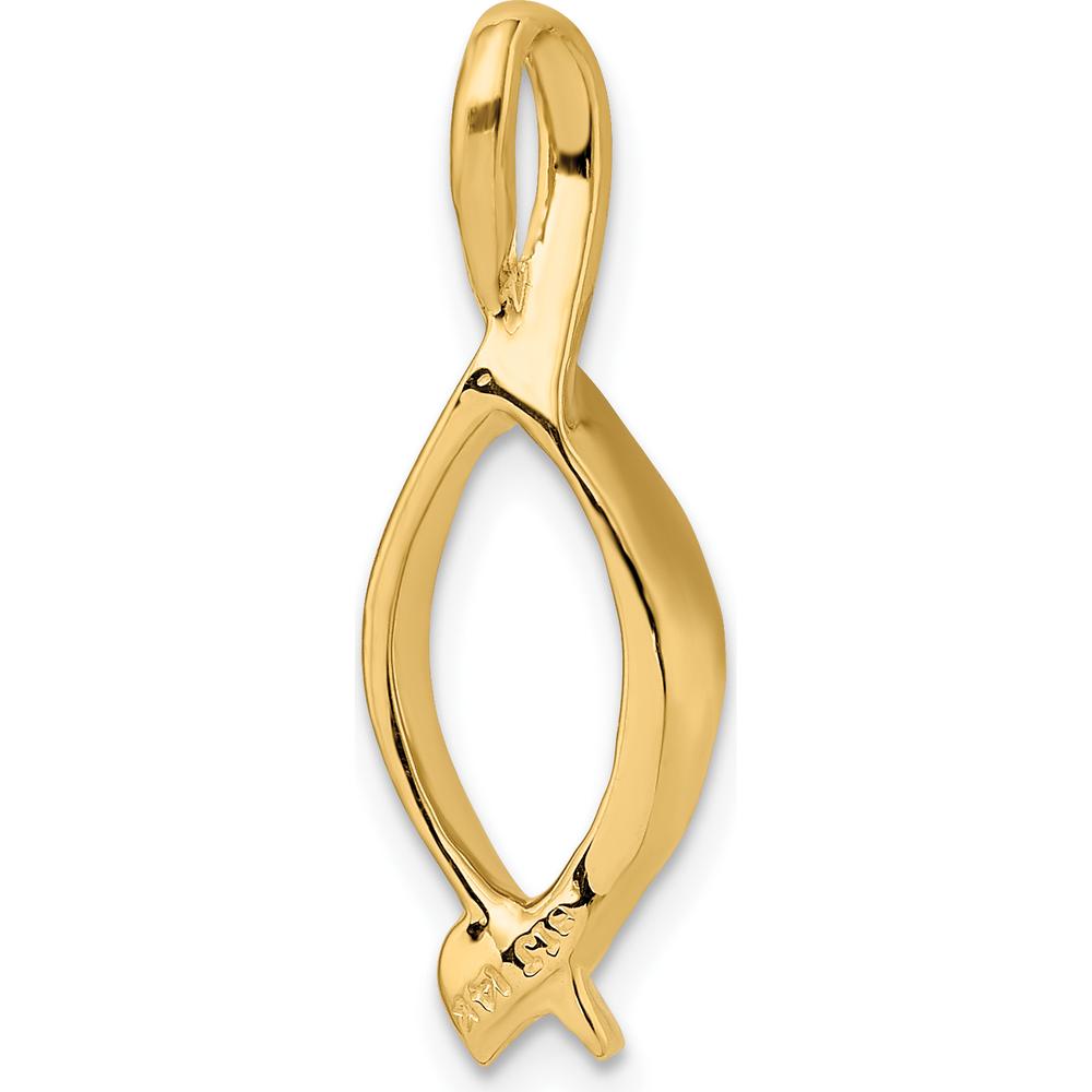 14K Yellow Gold Polished Slide Pendant for Omega Chains - Fits 2mm Regular & 5mm Fancy Omega by 0
