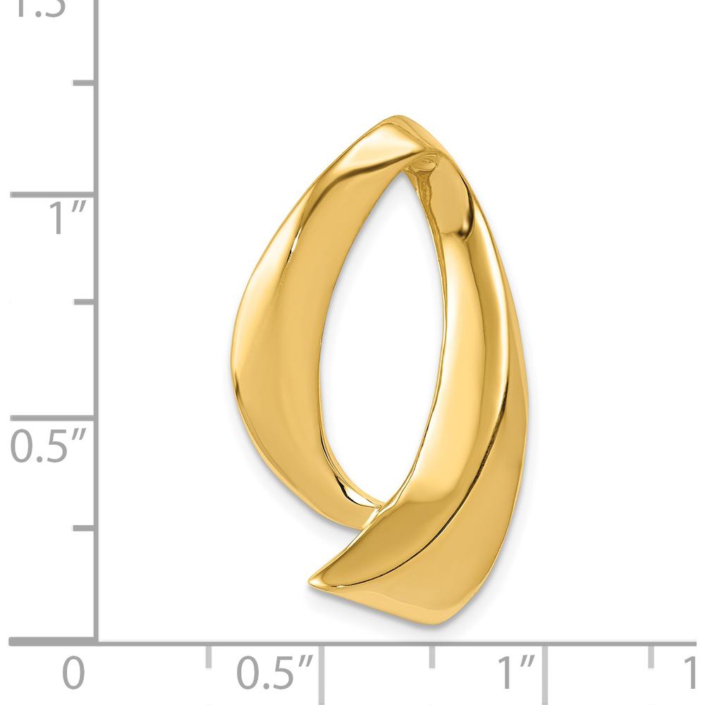 14K Yellow Gold Polished Slide Pendant for Omega Chains - Fits 8mm Regular and 10mm Fancy Omega by Oro Pregiato