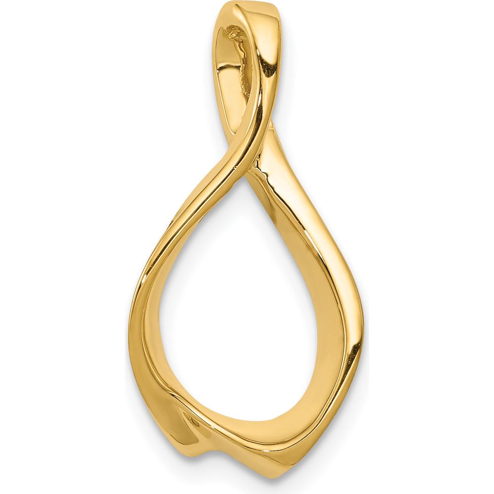 14K Yellow Gold Polished Slide Pendant for Omega Chains - Fits Up to 4mm Fancy Omega by 0