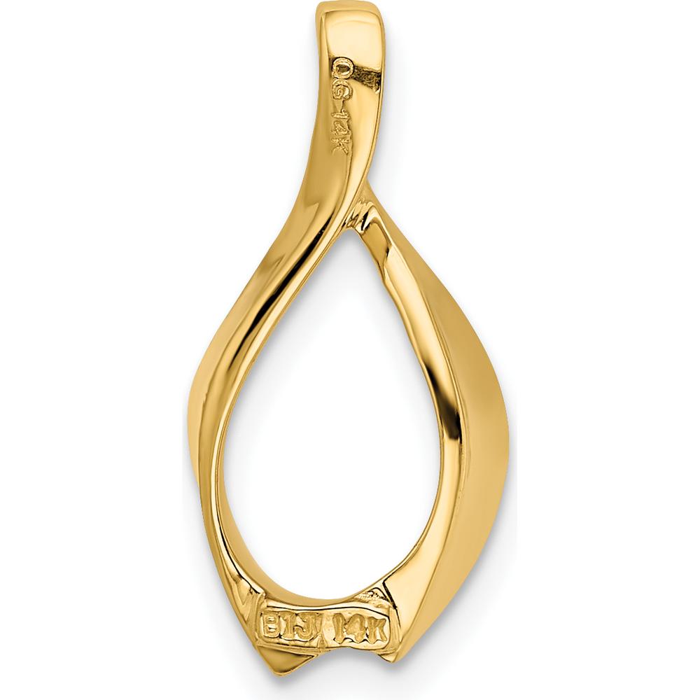 14K Yellow Gold Polished Slide Pendant for Omega Chains - Fits Up to 4mm Fancy Omega by 0