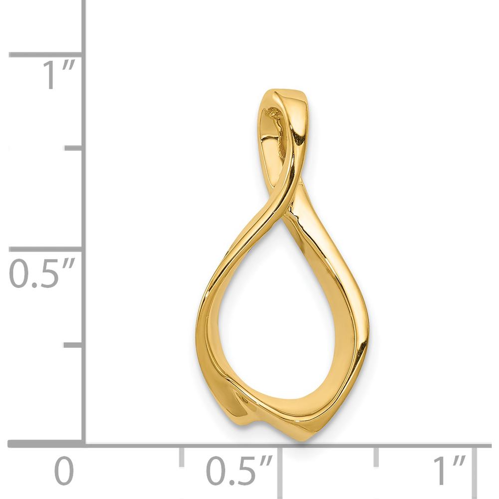 14K Yellow Gold Polished Slide Pendant for Omega Chains - Fits Up to 4mm Fancy Omega by 0