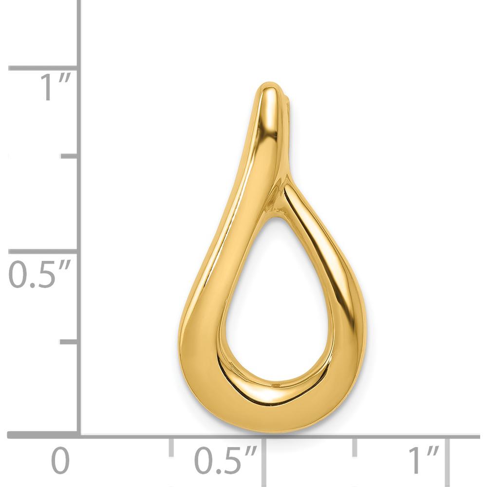 14K Yellow Gold Polished Slide Pendant for Omega Chains - Fits Up to 4mm Regular or 6mm Fancy by 0