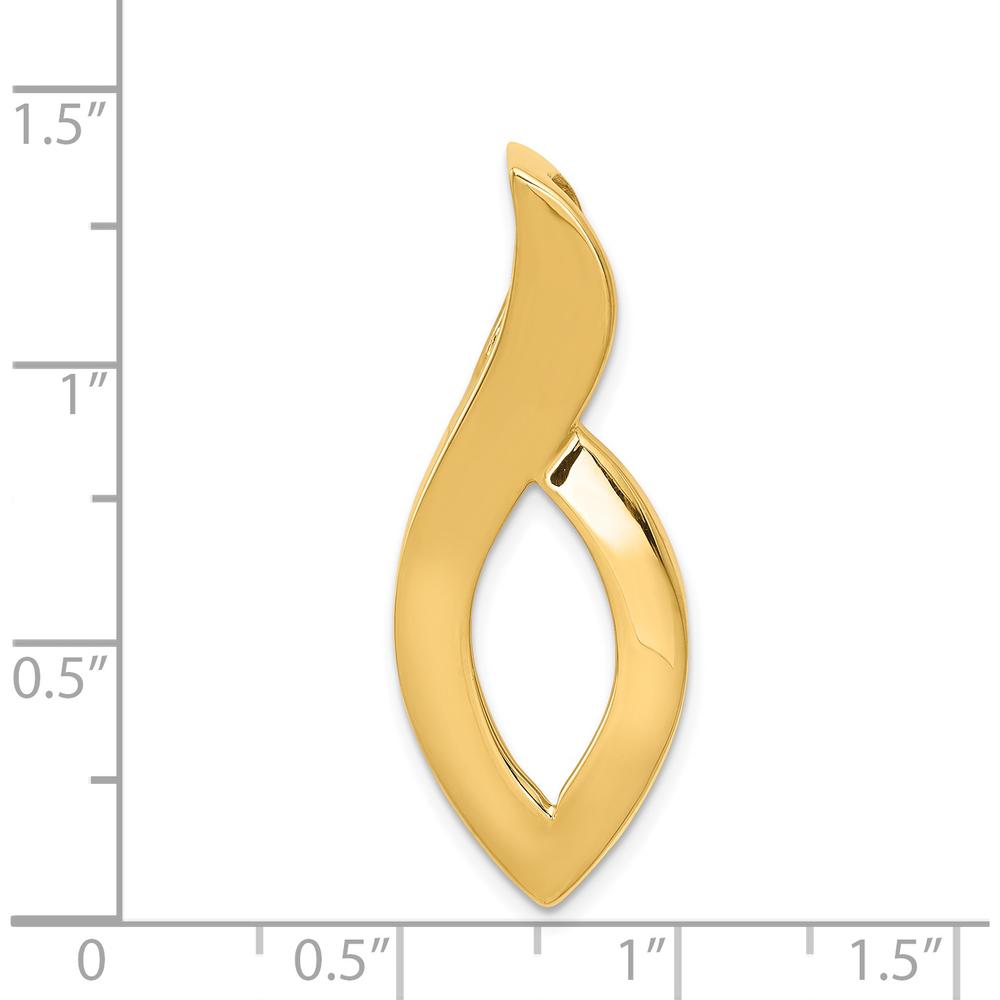 14K Yellow Gold Polished Slide Pendant for Omega Chains - Fits up to 6mm Regular or 8mm Fancy Chains by 0