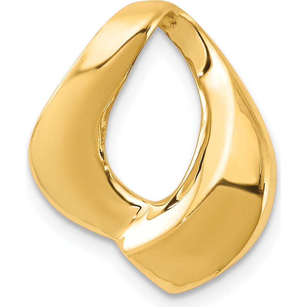 14K Yellow Gold Polished Slide Pendant for Omega Necklace - Fits 6mm Regular and 8mm Fancy Omega Chains by 0