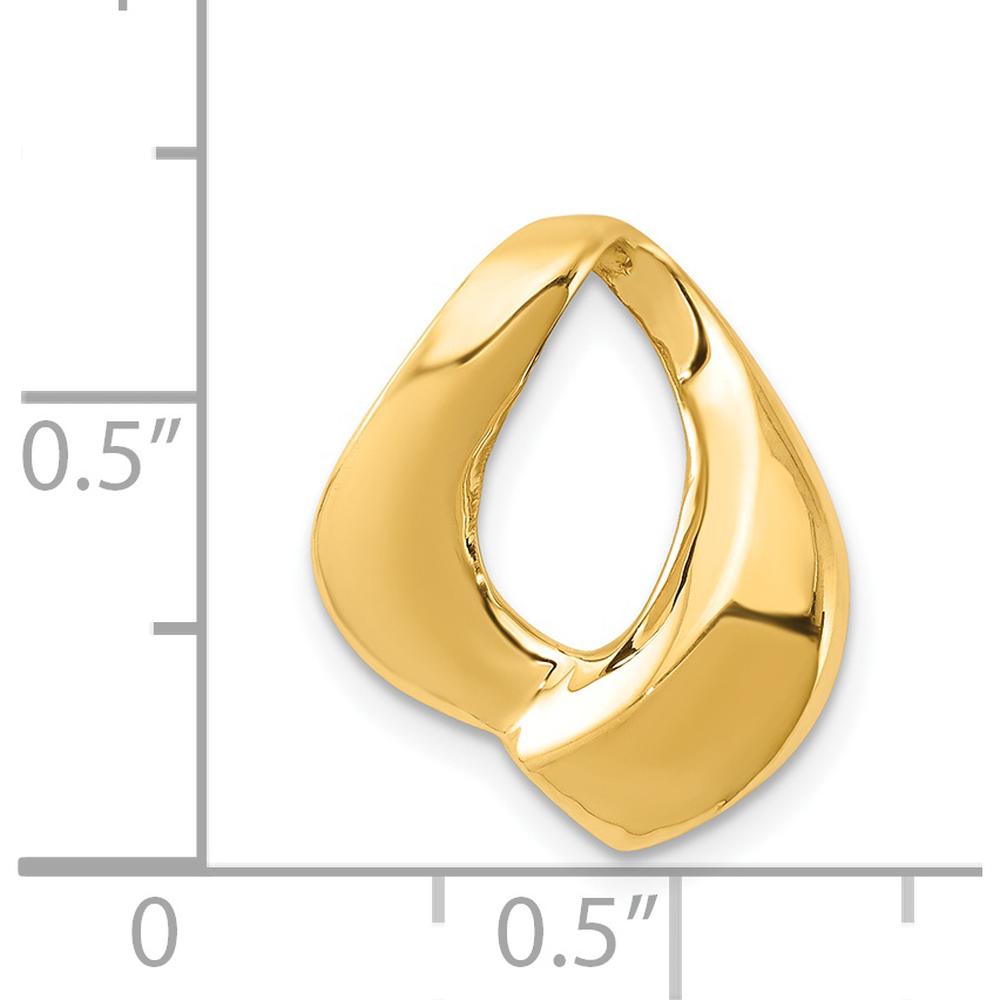 14K Yellow Gold Polished Slide Pendant for Omega Necklace - Fits 6mm Regular and 8mm Fancy Omega Chains by 0