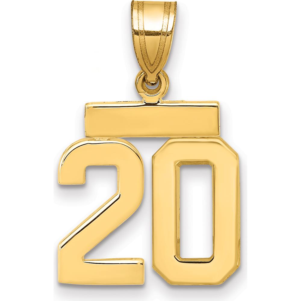 14K Yellow Gold Polished Small Number 20 Charm Pendant by 0