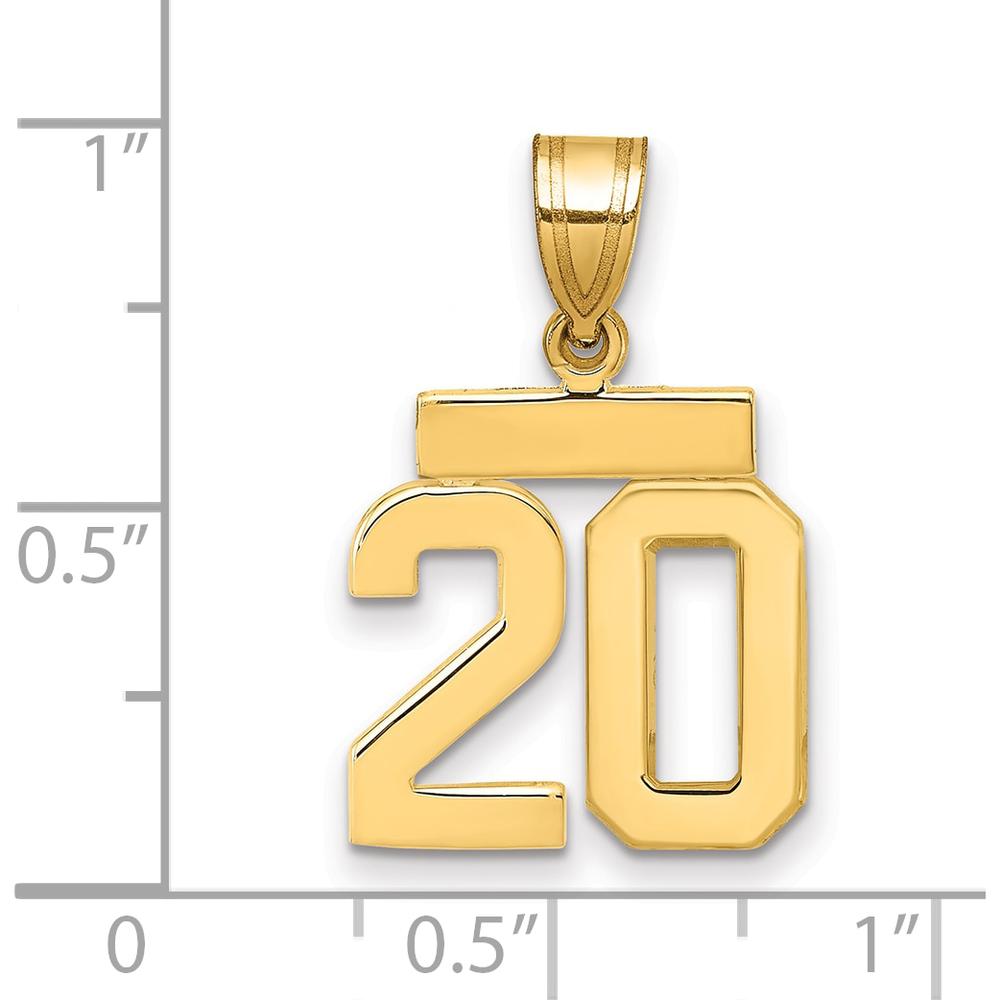 14K Yellow Gold Polished Small Number 20 Charm Pendant by 0