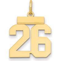 14K Yellow Gold Polished Small Number 26 Charm - Laser Cut Design by Oro Pregiato