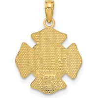 14K Yellow Gold Polished Small Solid St. Florian Firefighter F.D. Badge Pendant - Meaningful Tribute to Bravery by Oro Pregiato