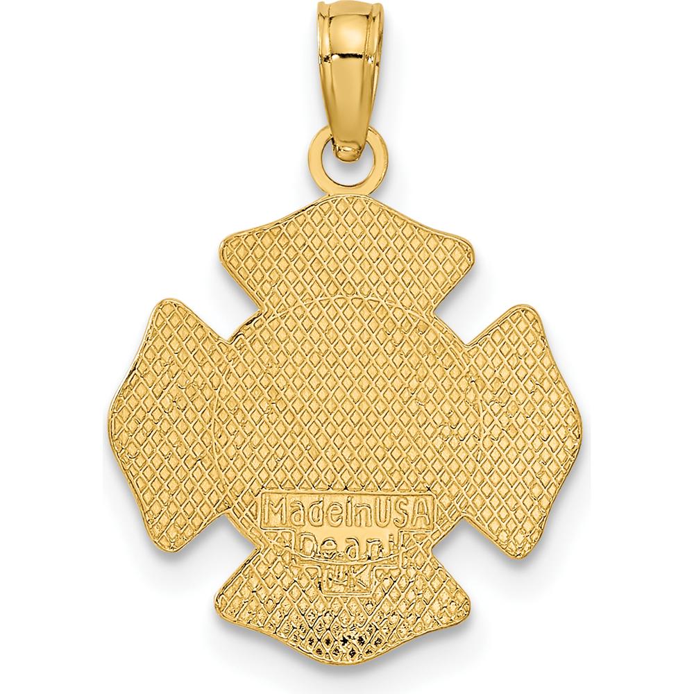 14K Yellow Gold Polished Small Solid St. Florian Firefighter F.D. Badge Pendant - Meaningful Tribute to Bravery by Oro Pregiato