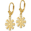 14K Yellow Gold Polished Snowflake Leverback Drop Earrings by 0