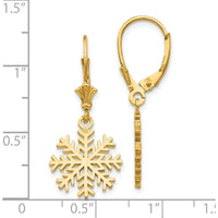 14K Yellow Gold Polished Snowflake Leverback Drop Earrings by 0