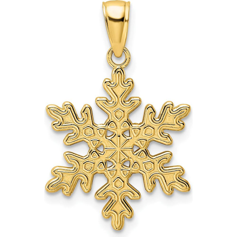 14K Yellow Gold Polished Snowflake Pendant - 21.6mm Length, 16.5mm Width by Oro Pregiato