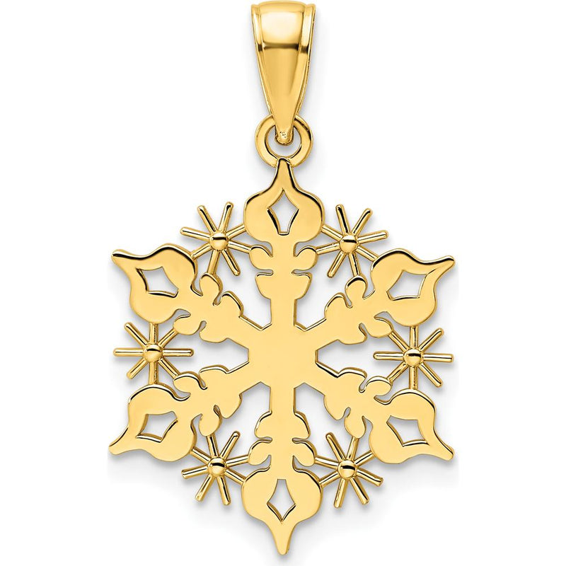 14K Yellow Gold Polished Snowflake Pendant - 21.7mm Length, 16.5mm Width by Oro Pregiato