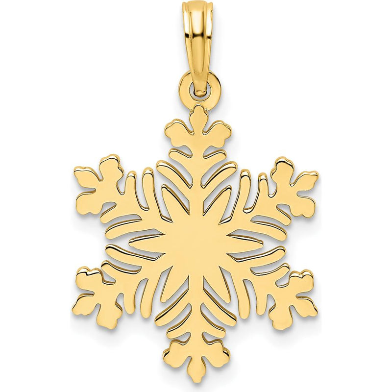 14K Yellow Gold Polished Snowflake Pendant - 22.8mm Length, 17.4mm Width by Oro Pregiato