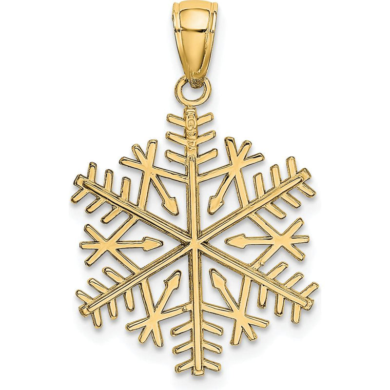 14K Yellow Gold Polished Snowflake Pendant - 26mm by Oro Pregiato
