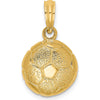 14K Yellow Gold Polished Soccer Ball Charm with Open Back and Textured Detailing by Oro Pregiato