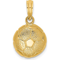 14K Yellow Gold Polished Soccer Ball Charm with Open Back and Textured Detailing by Oro Pregiato