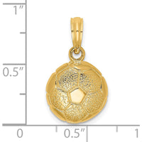 14K Yellow Gold Polished Soccer Ball Charm with Open Back and Textured Detailing by Oro Pregiato