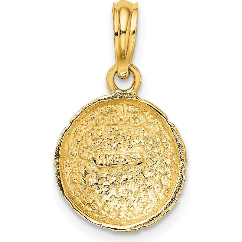 14K Yellow Gold Polished Soccer Ball Charm with Open Back and Textured Detailing by Oro Pregiato