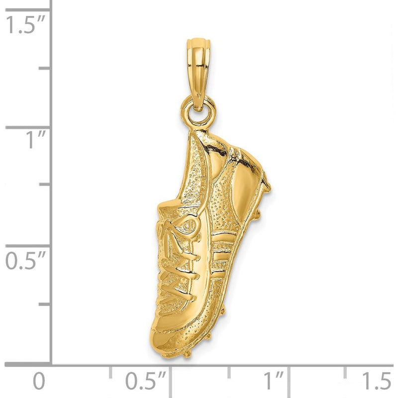 14K Yellow Gold Polished Soccer Cleat Shoe Charm Pendant - 22mm Length by Oro Pregiato