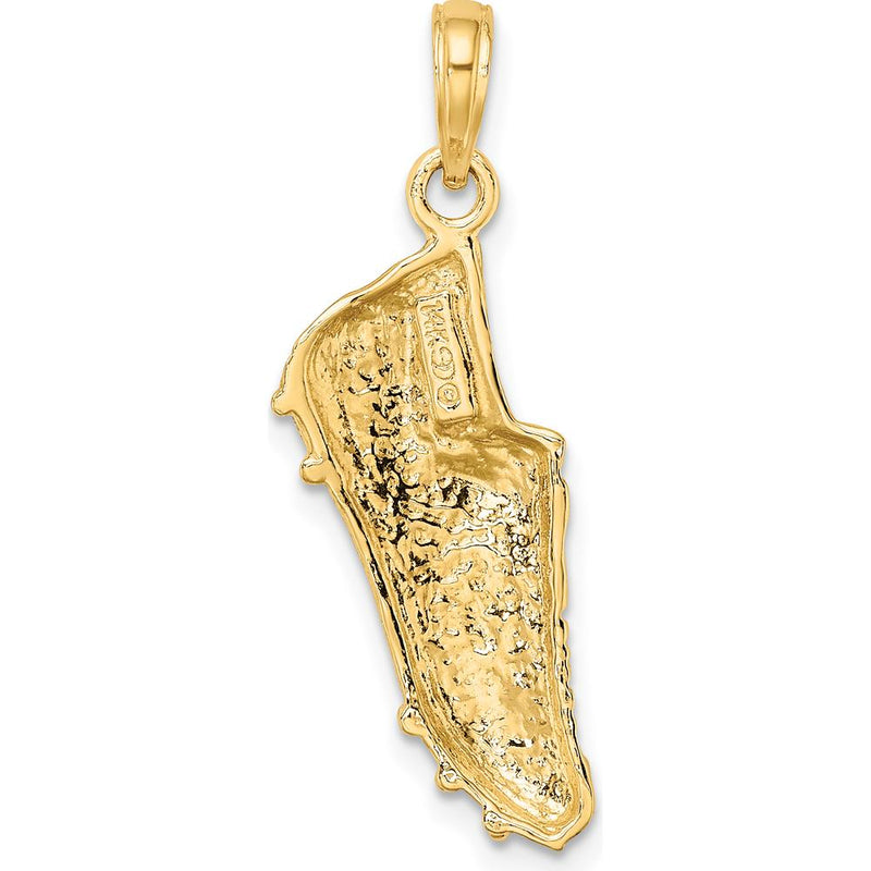 14K Yellow Gold Polished Soccer Cleat Shoe Charm Pendant - 22mm Length by Oro Pregiato