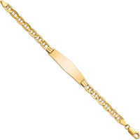 14K Yellow Gold Polished Solid Anchor Chain ID Bracelet 8" with Engraving Plate by Oro Pregiato