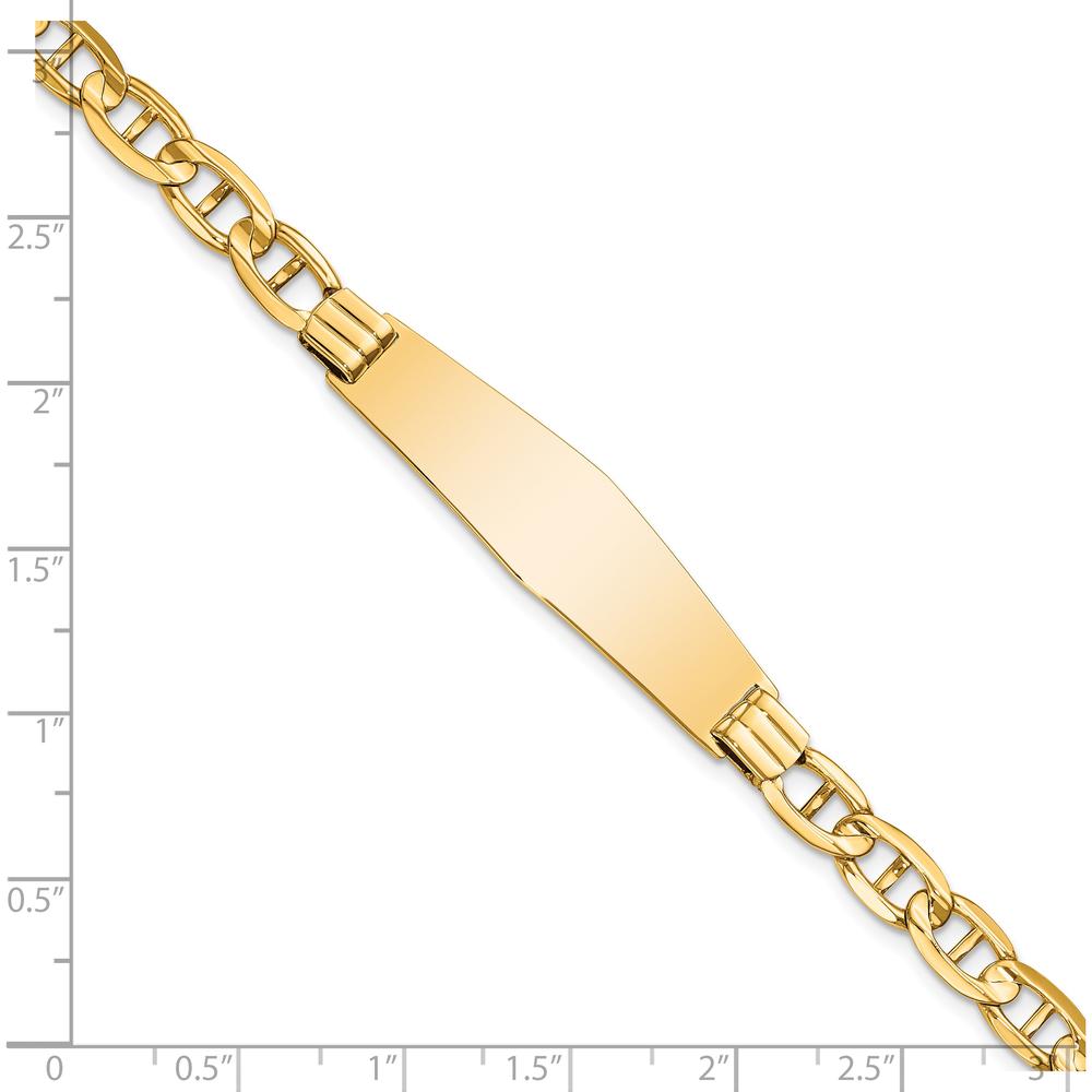 14K Yellow Gold Polished Solid Anchor Chain ID Bracelet 8" with Engraving Plate by Oro Pregiato