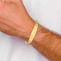 14K Yellow Gold Polished Solid Anchor Chain ID Bracelet 8" with Engraving Plate by Oro Pregiato