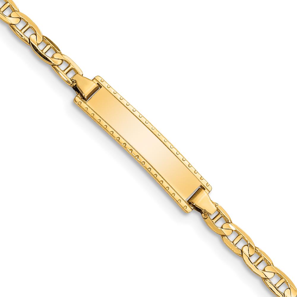 14K Yellow Gold Polished Solid Anchor Link ID Bracelet for Baby - 6" by Oro Pregiato