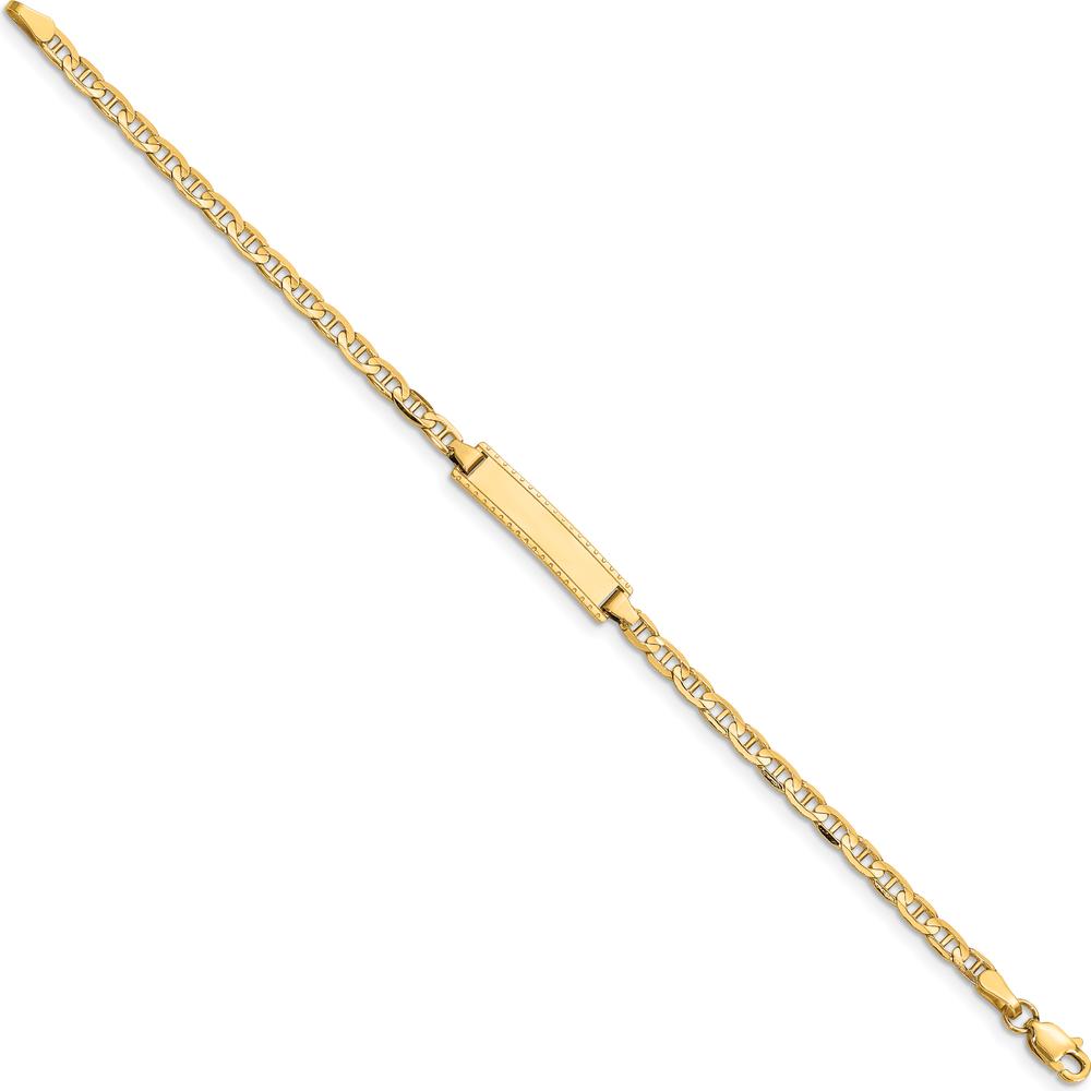14K Yellow Gold Polished Solid Anchor Link ID Bracelet for Baby - 6" by Oro Pregiato