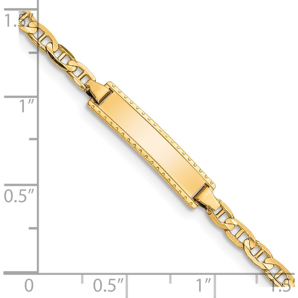 14K Yellow Gold Polished Solid Anchor Link ID Bracelet for Baby - 6" by Oro Pregiato
