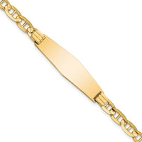 14K Yellow Gold Polished Solid Anchor Link ID Bracelet with Engravable Plate - 8" Length by Oro Pregiato