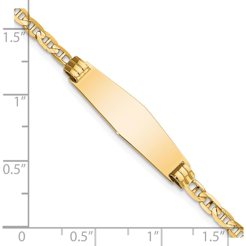 14K Yellow Gold Polished Solid Chain Baby/Child ID Bracelet with Soft Diamond-Shaped Engravable Plate - 6" Length by Oro Pregiato
