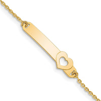 14K Yellow Gold Polished Solid Chain Baby ID Bracelet with Cut-out Heart - 5.5" Length by Oro Pregiato