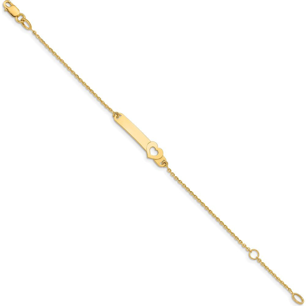 14K Yellow Gold Polished Solid Chain Baby ID Bracelet with Cut-out Heart - 5.5" Length by Oro Pregiato