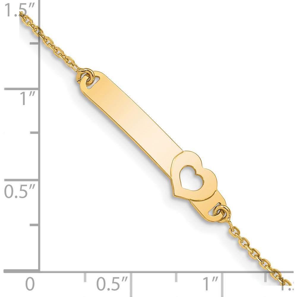 14K Yellow Gold Polished Solid Chain Baby ID Bracelet with Cut-out Heart - 5.5" Length by Oro Pregiato