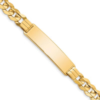 14K Yellow Gold Polished Solid Chain Curb Link ID Bracelet with 37x8.5mm Plate, 8" Length by Oro Pregiato