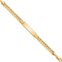 14K Yellow Gold Polished Solid Chain Curb Link ID Bracelet with 37x8.5mm Plate, 8" Length by Oro Pregiato