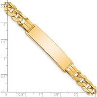 14K Yellow Gold Polished Solid Chain Curb Link ID Bracelet with 37x8.5mm Plate, 8" Length by Oro Pregiato