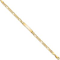 14K Yellow Gold Polished Solid Chain Figaro ID Bracelet - 8" Length by Oro Pregiato
