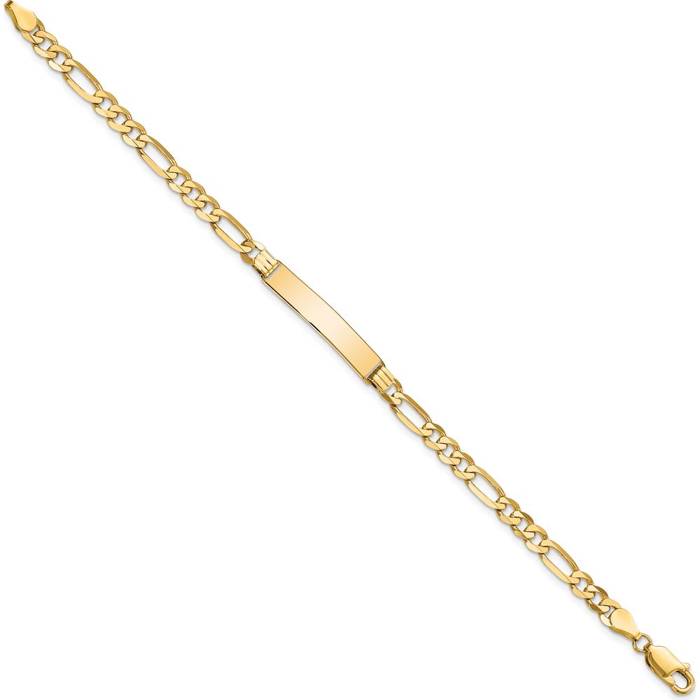 14K Yellow Gold Polished Solid Chain Figaro ID Bracelet - 8" Length by Oro Pregiato