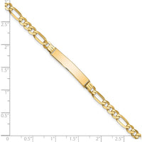 14K Yellow Gold Polished Solid Chain Figaro ID Bracelet - 8" Length by Oro Pregiato