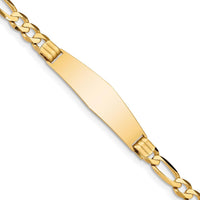 14K Yellow Gold Polished Solid Chain Figaro Link ID Bracelet - 7" Length by Oro Pregiato