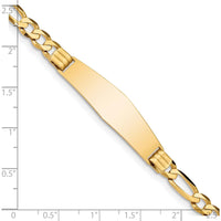 14K Yellow Gold Polished Solid Chain Figaro Link ID Bracelet - 7" Length by Oro Pregiato