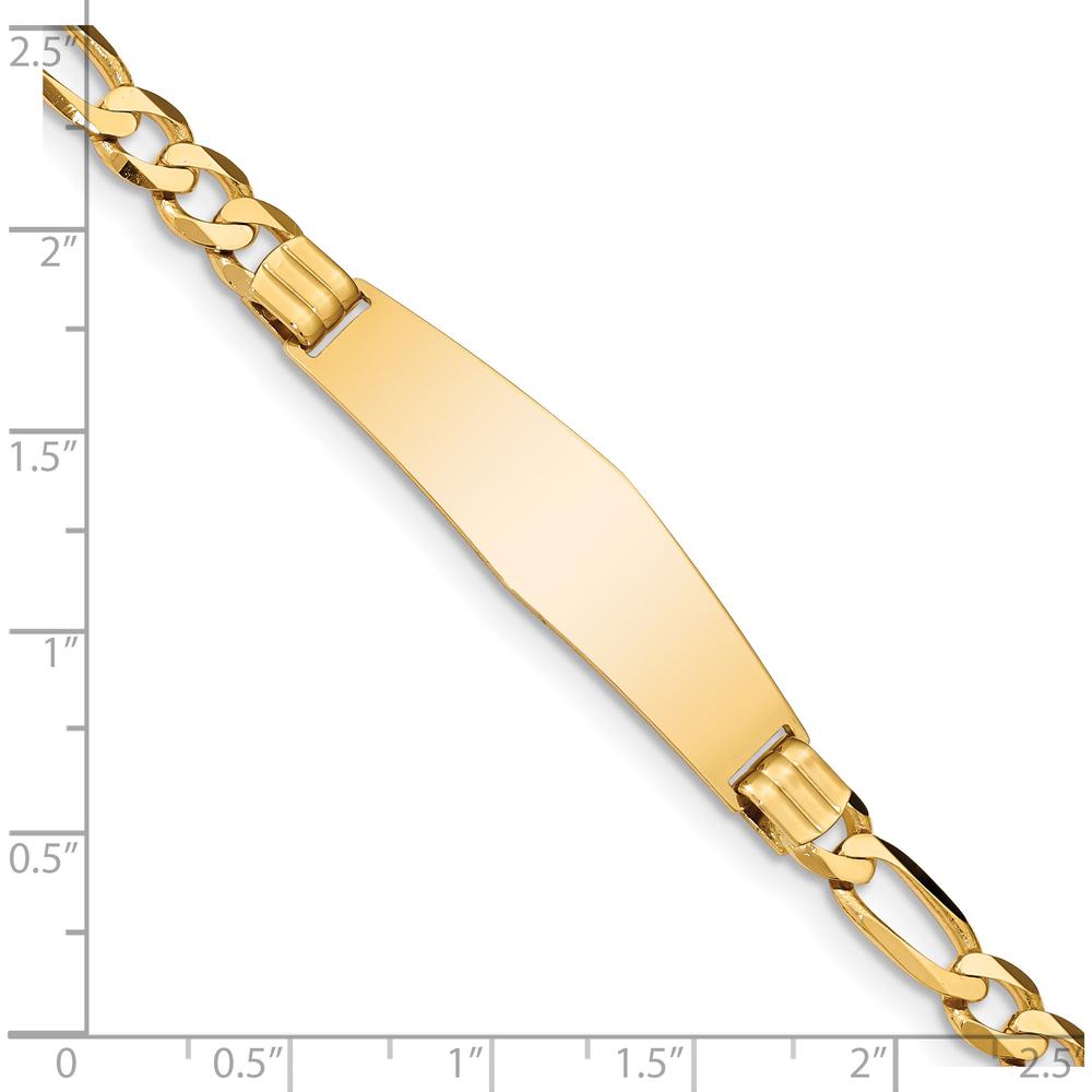 14K Yellow Gold Polished Solid Chain Figaro Link ID Bracelet - 7" Length by Oro Pregiato