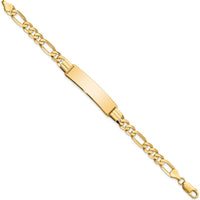 14K Yellow Gold Polished Solid Chain Figaro Link ID Bracelet 8" by Oro Pregiato