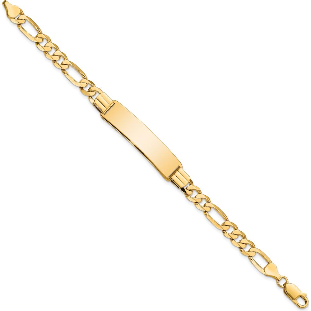 14K Yellow Gold Polished Solid Chain Figaro Link ID Bracelet 8" by Oro Pregiato