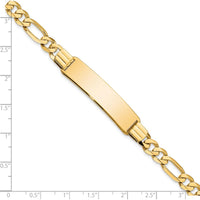 14K Yellow Gold Polished Solid Chain Figaro Link ID Bracelet 8" by Oro Pregiato